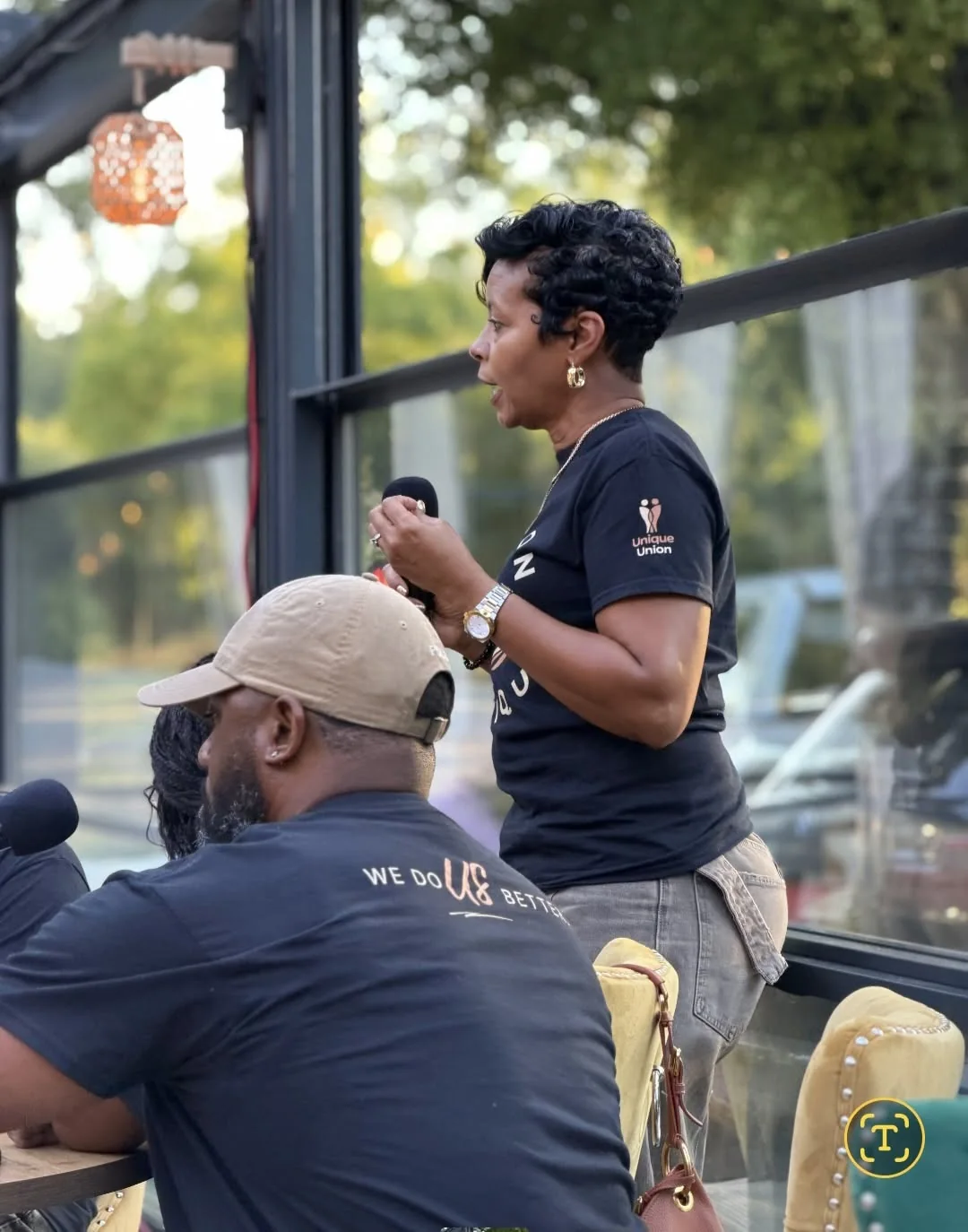 Unique Union event showing custom front and back shirt designs
